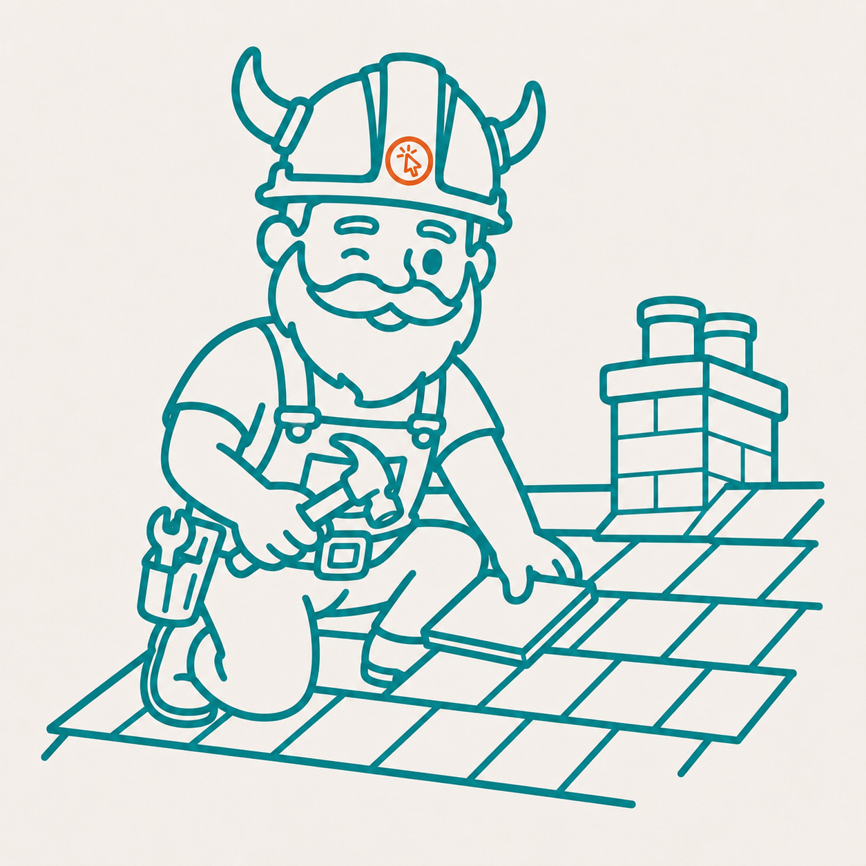 Viking roofer laying tiles
